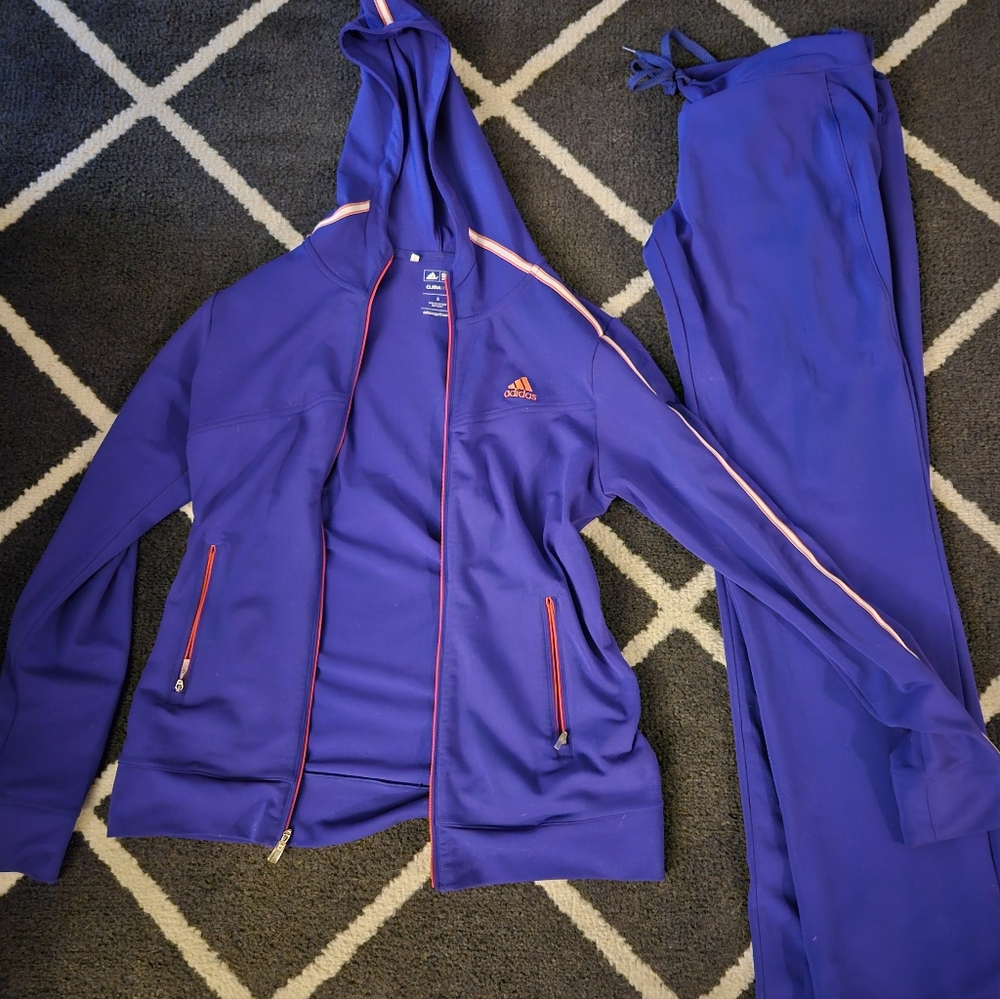 Adidas Violet Tracksuit with Coral Highlights
